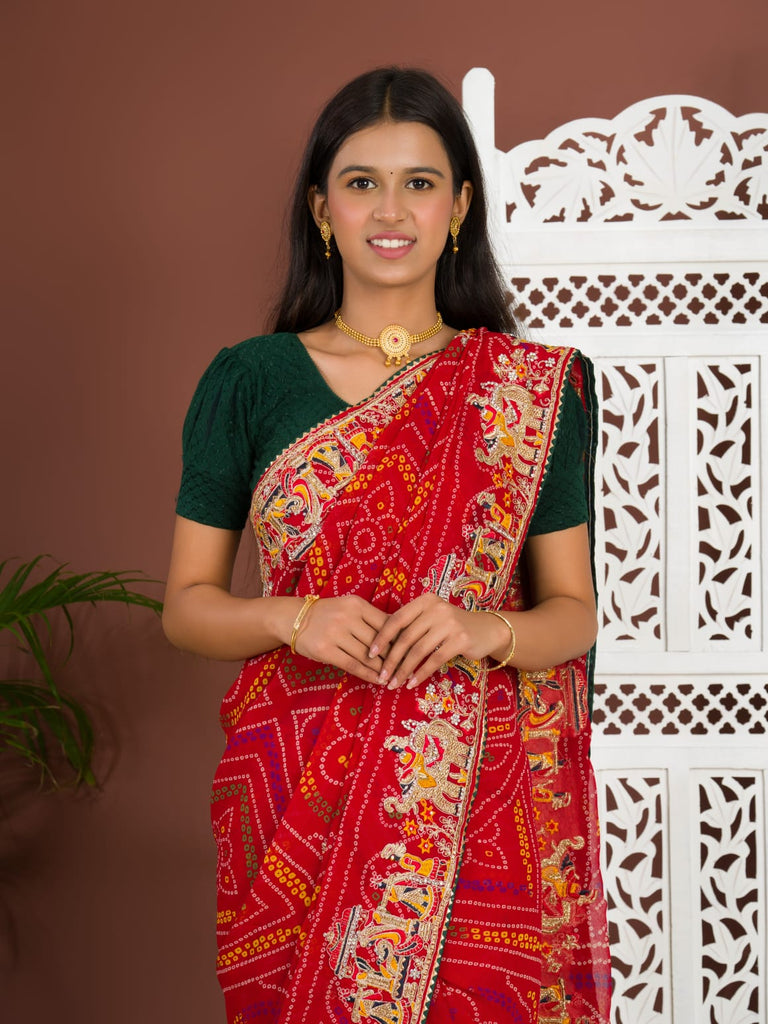 Women's Rajasthani Traditional Georgette Chunri Sar