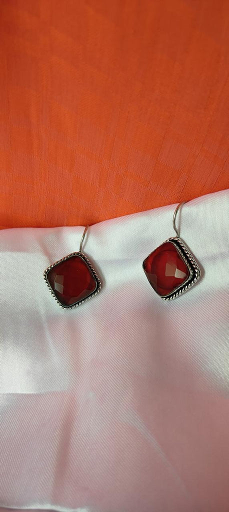 Chunky red stone earrings for women