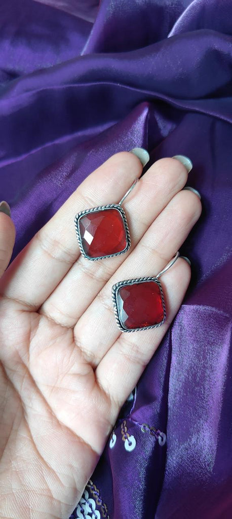 Chunky red stone earrings for women