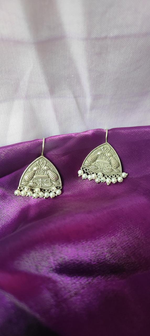 Oxidized boho peacock earrings for women