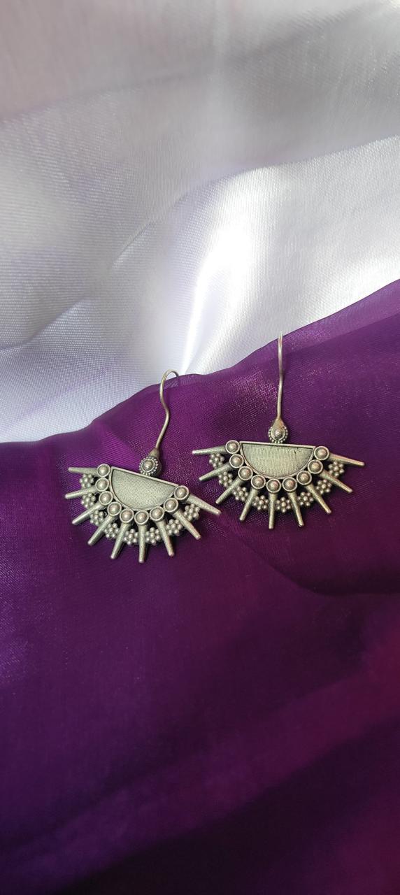 Boho silver oxidized earrings for women