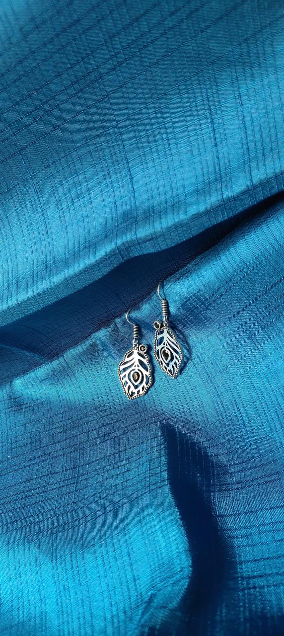 Oxidized earrings with black minimal stonework for women