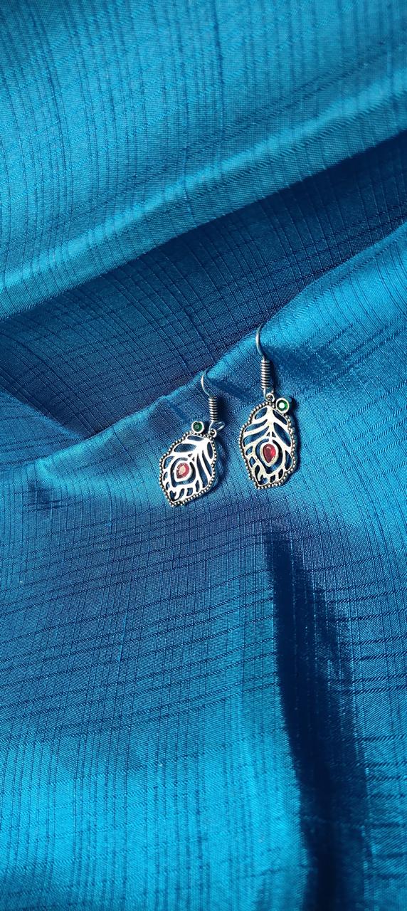 Red and green oxidized feather earrings for women