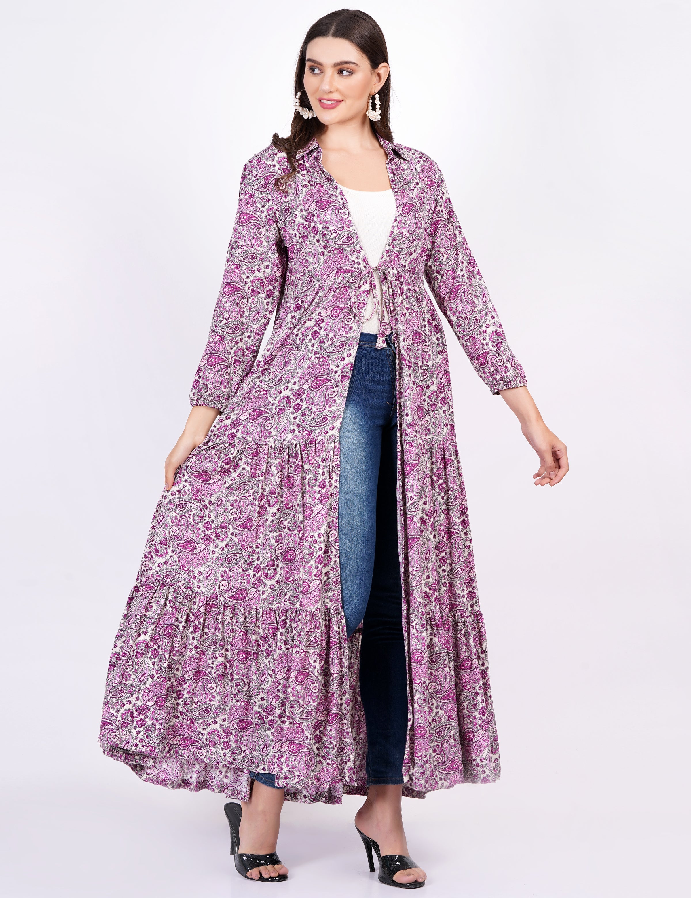 Women's Rayon Printed Three Layer Shrug