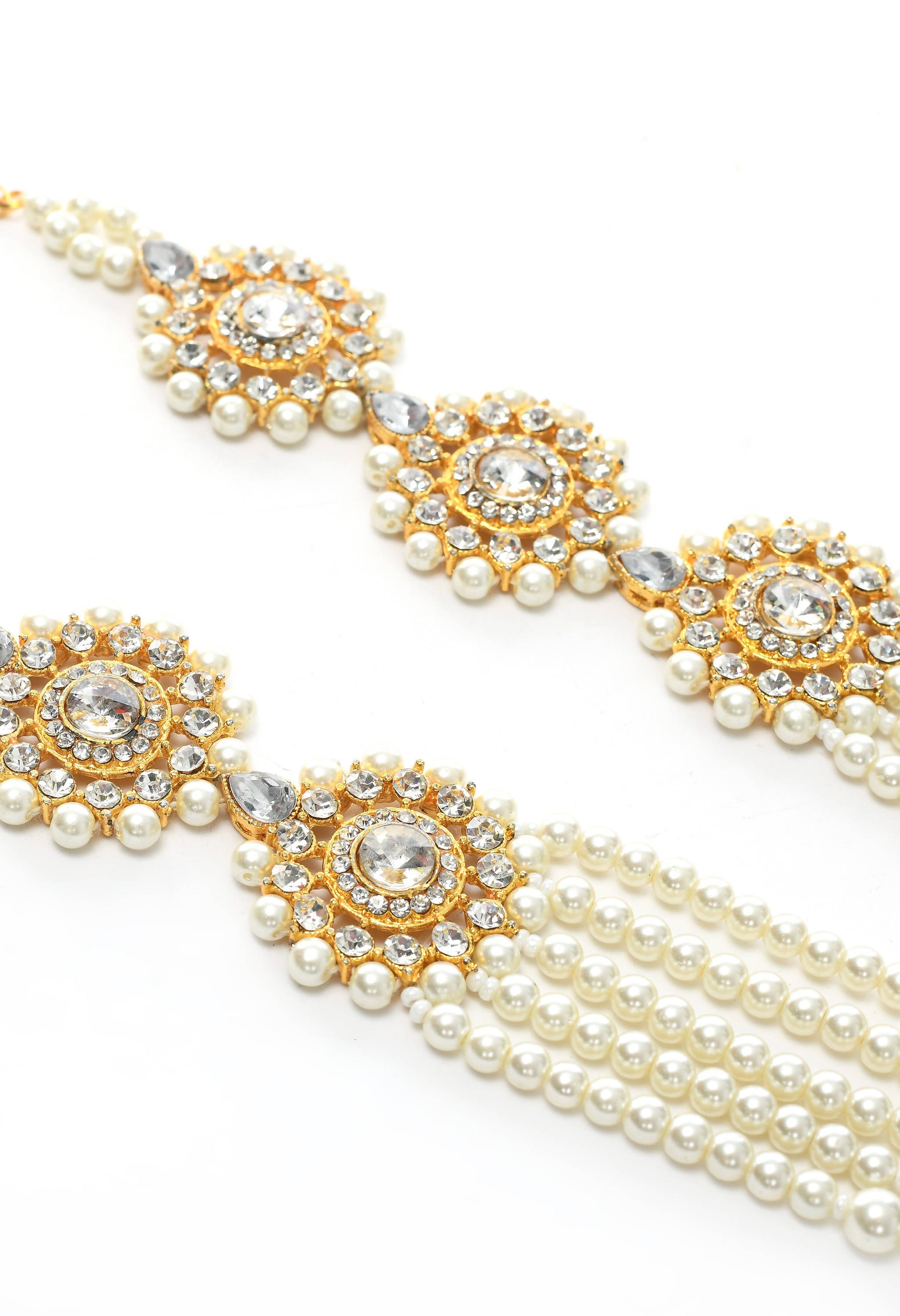 Johar Kamal Gold plated with stone and pearls Combo Set Nec