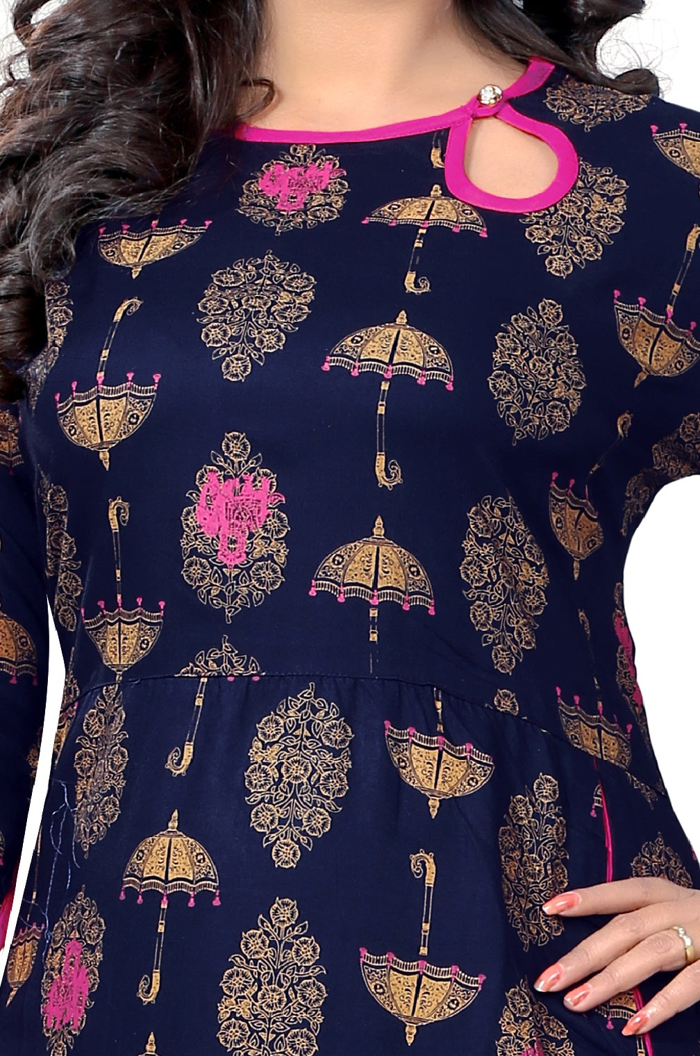 Women's Blue Color Rayon A-Line Kurta Only