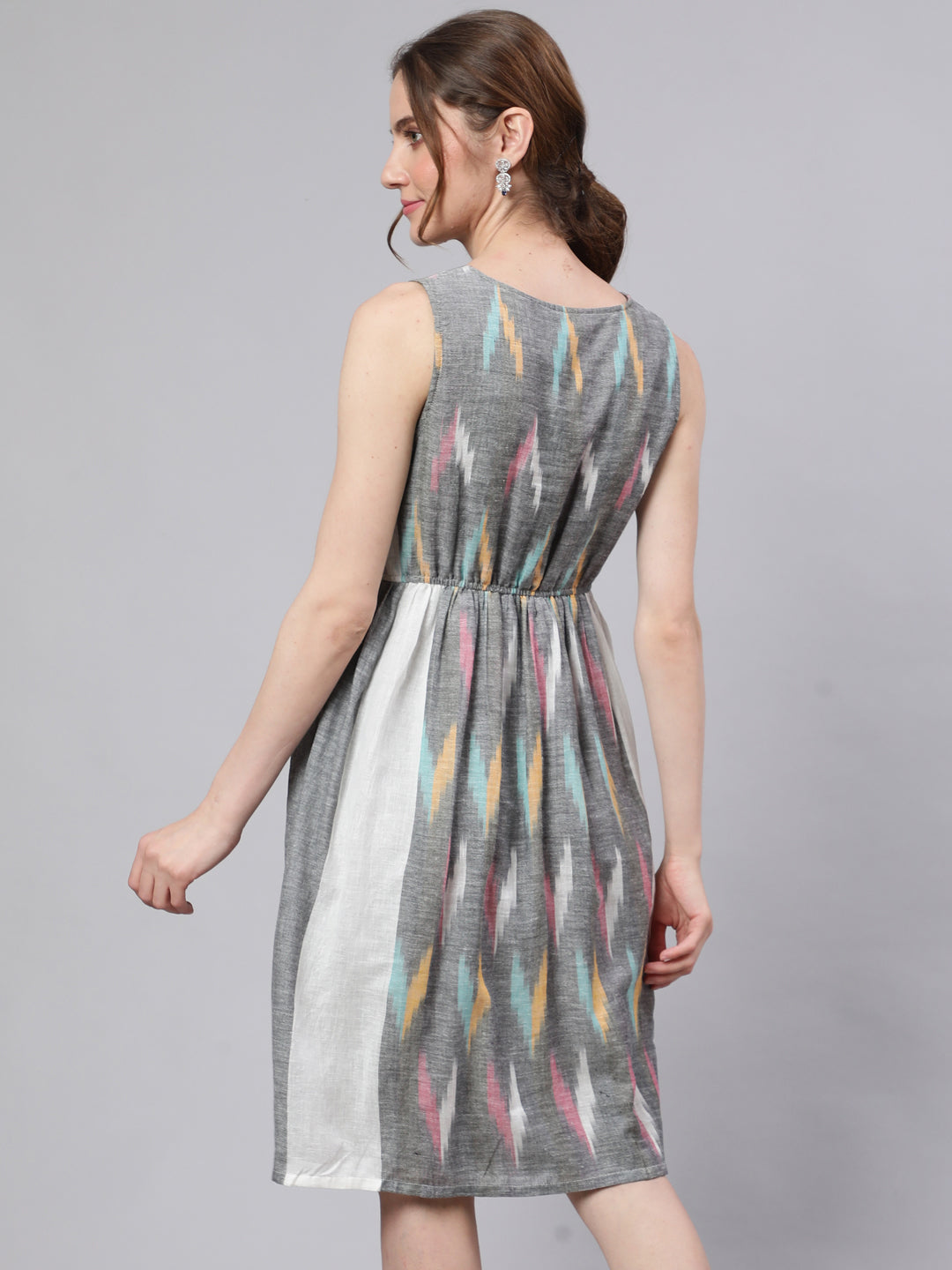 Women's Grey Ikat Skater Dress