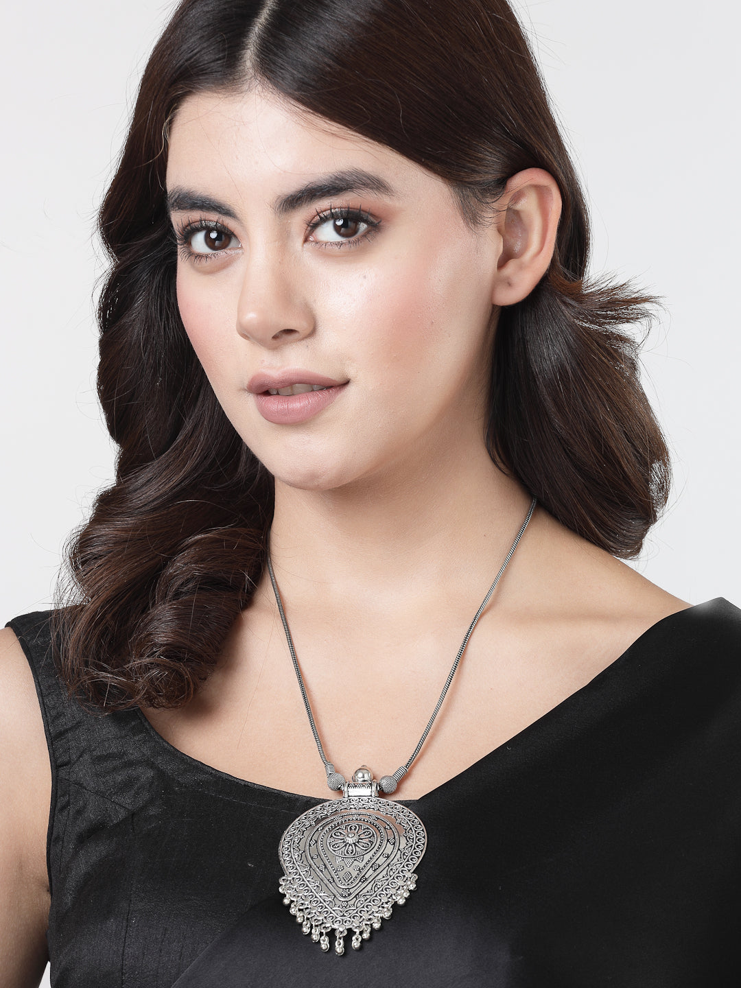 Women's Elegant Silver Oxidised Brass Necklace