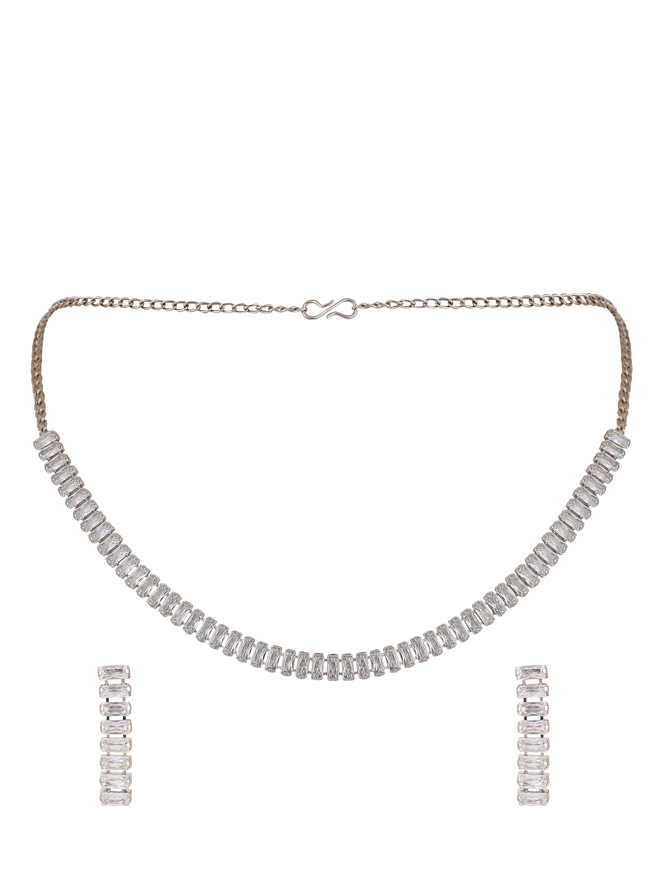 Women's Ad Silver Necklace Set - Zaffre Collections