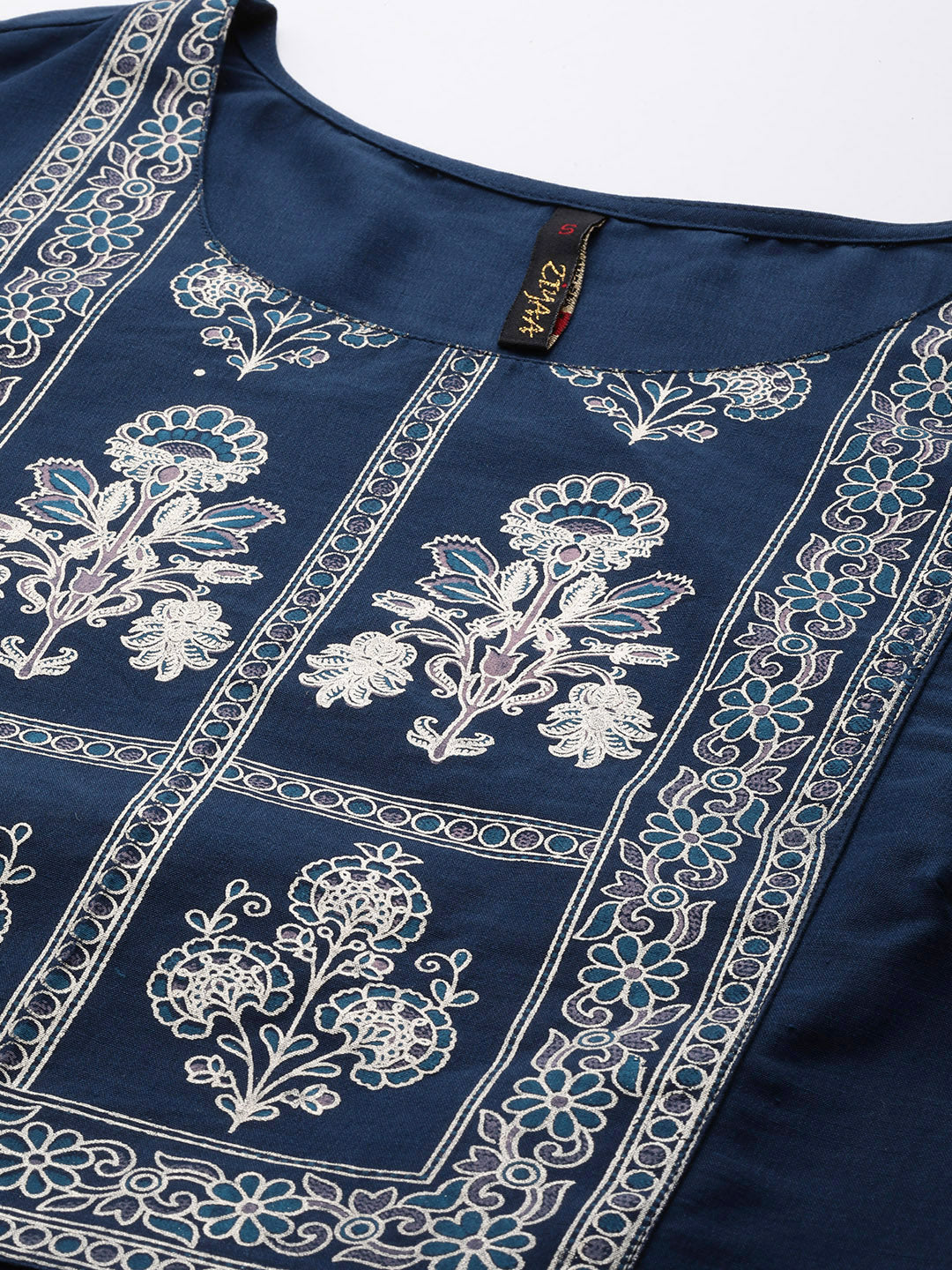 Women's Navy Blue CHINON Straight Kurta And Sharara Set