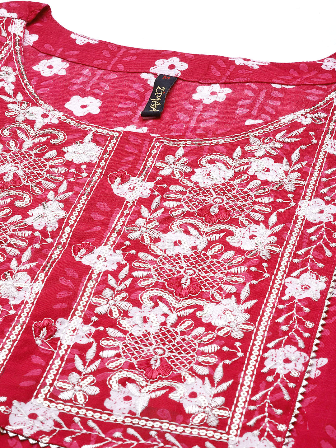 Women's Red Color Cotton Straight Kurta And Palazzo Set - Ziyaa