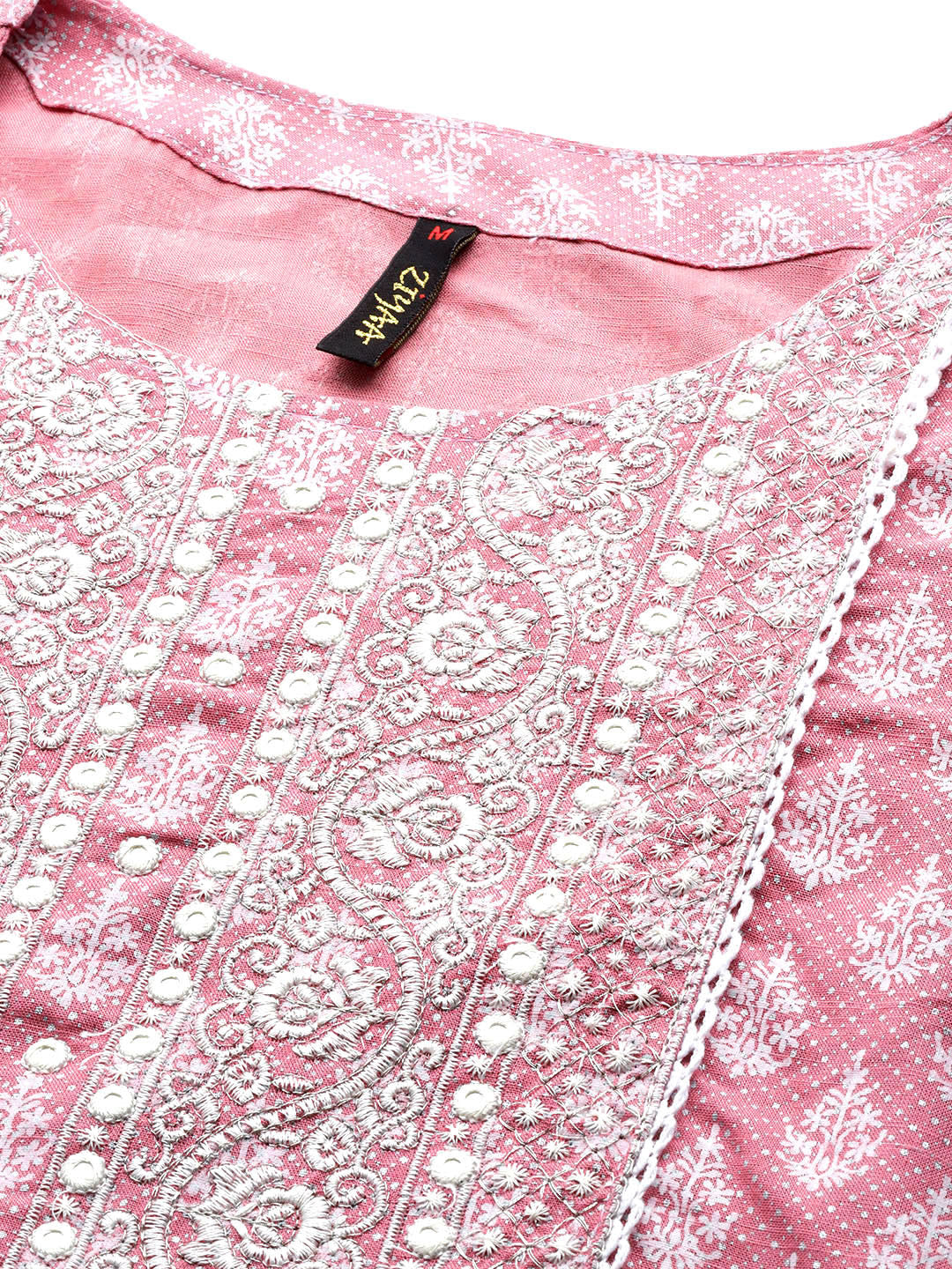 Women's Pink Color Cotton Straight Kurta And Palazzo Set - Ziyaa