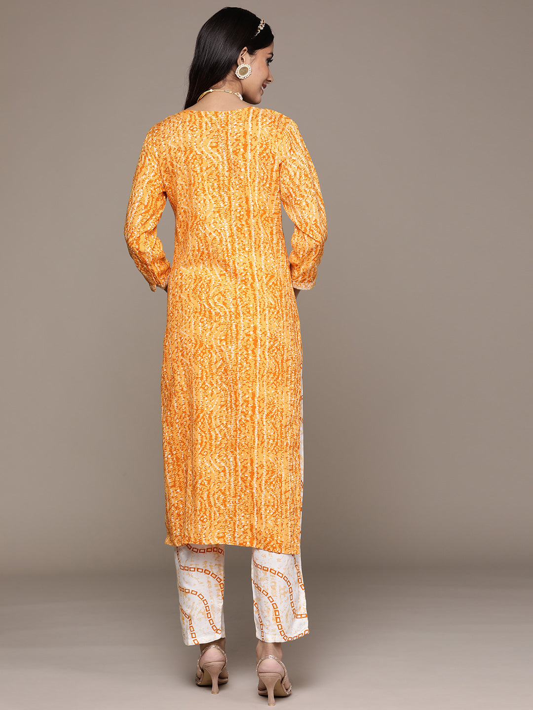 Women's Yellow Color Cotton Straight Kurta And Palazzo Set - Ziyaa