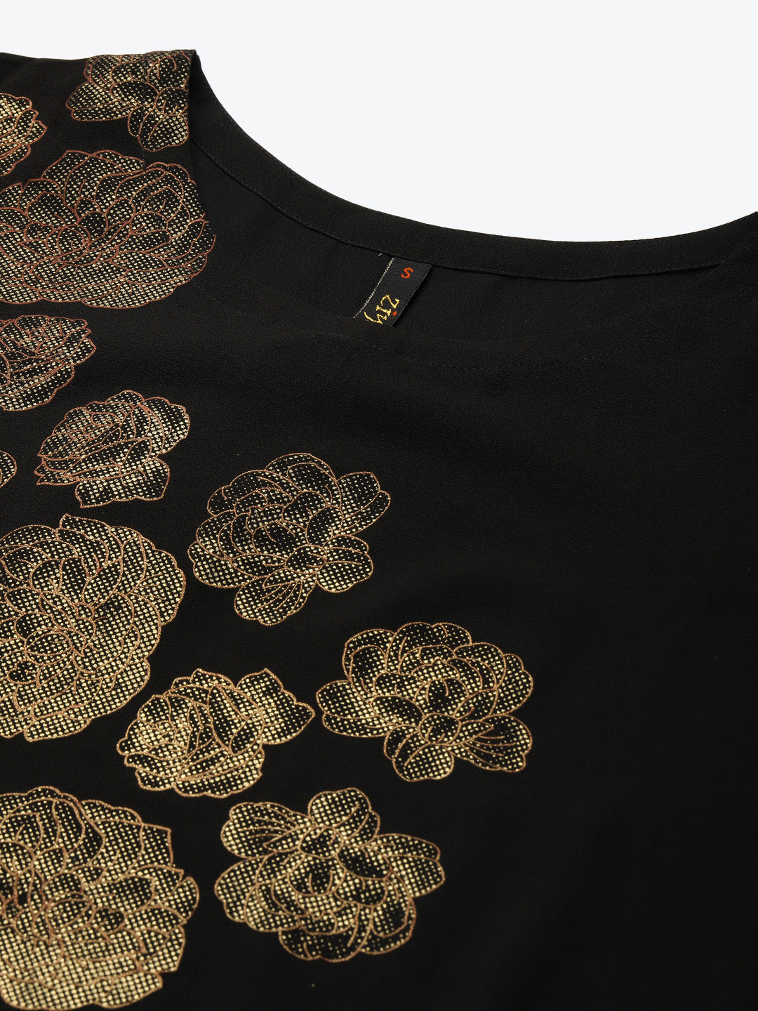 Women's Black Color Foil Print Straight On