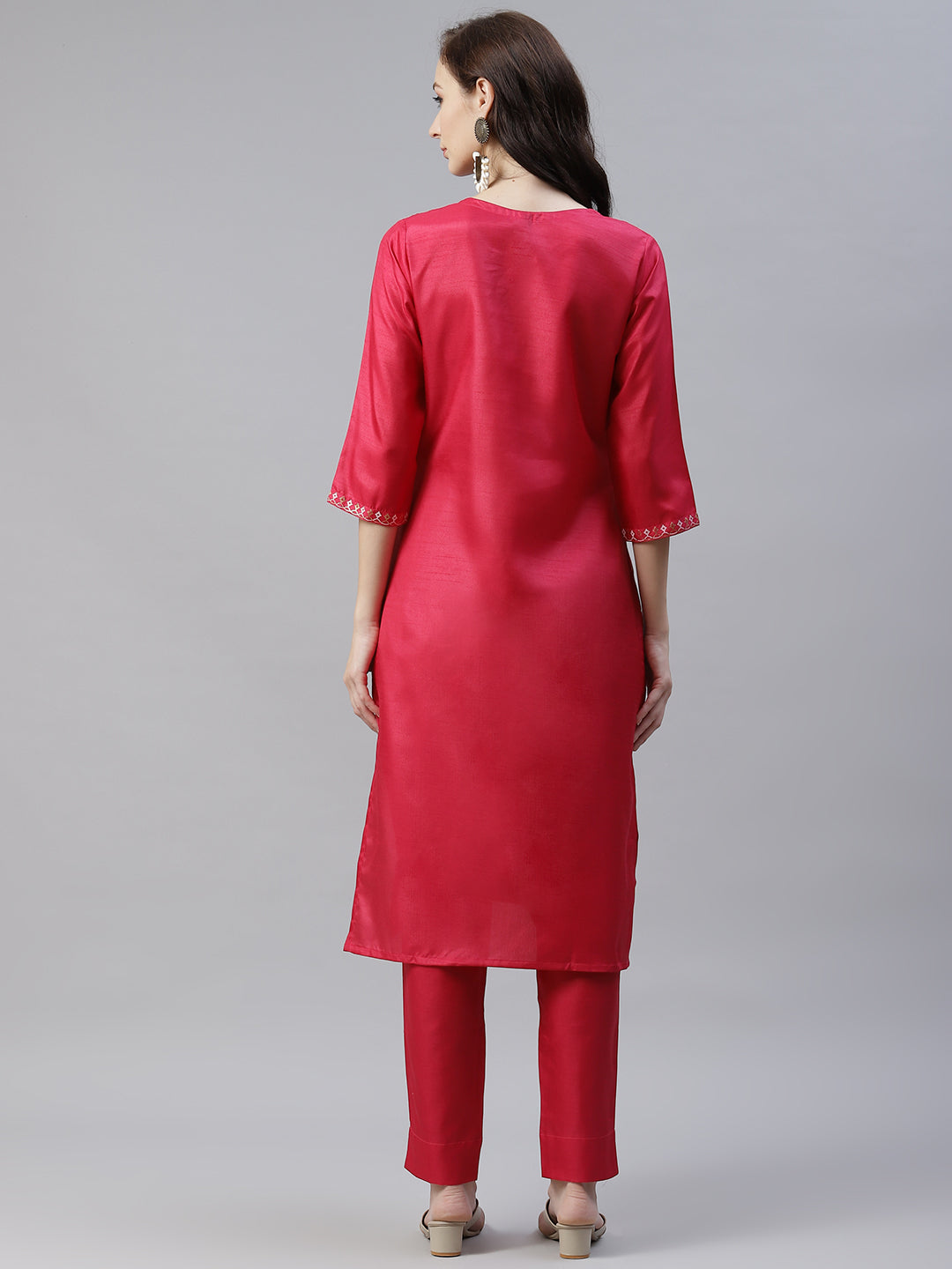 Women Pink Printed Kurta and Pant Set by Ziyaa (2 Pc Set) - Final Clearance Sale