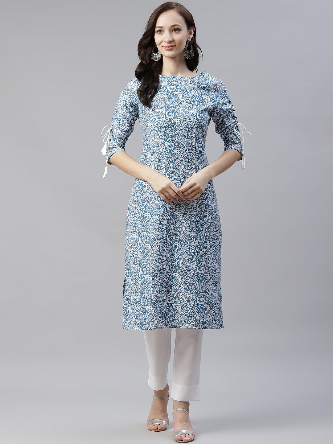 Women Rayon Blue Printed Kurta by (1 Pc Set) - Final Clearance Sale