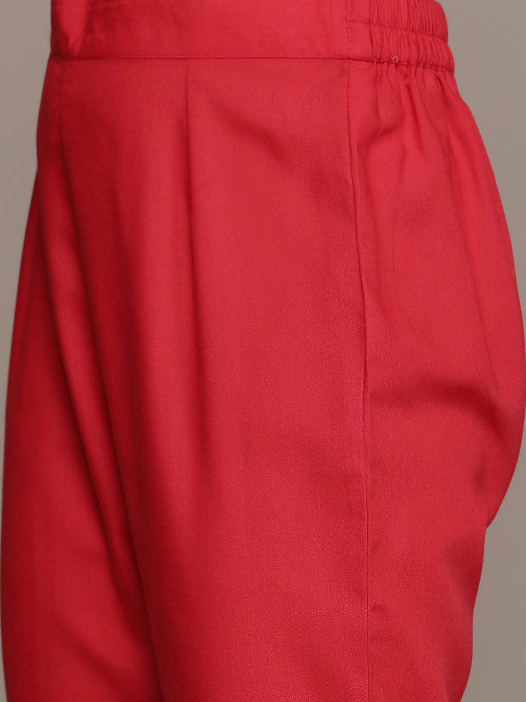 Women's Red Poly Rayon Straight Kurta And Pant Set - Ziyaa