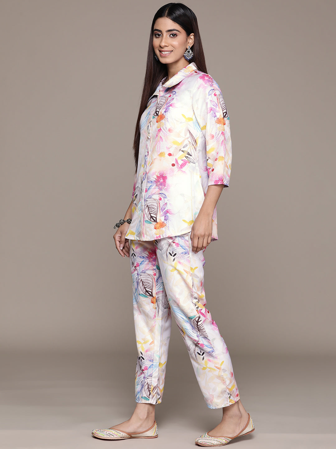Women's Pink Summer Cool A-Line Kurta And Pant Set