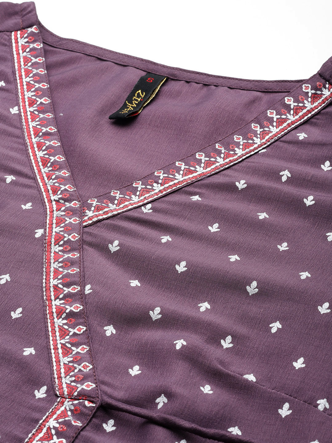 Women's Purple Chinon Straight Kurta, Pant And Dupatta Set - Ziyaa