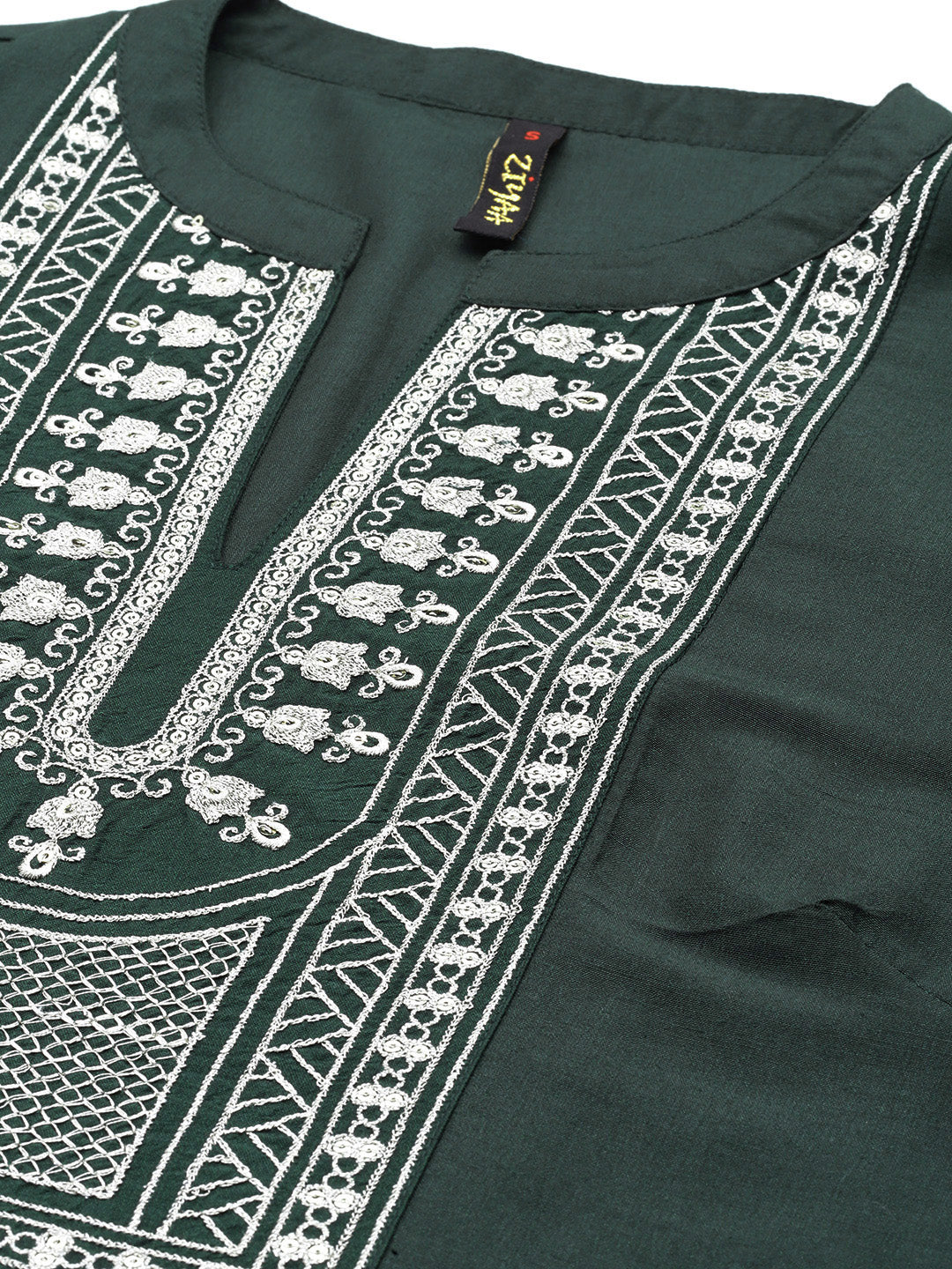 Women's Green CHINON Straight Kurta, Pant And Dupatta Set
