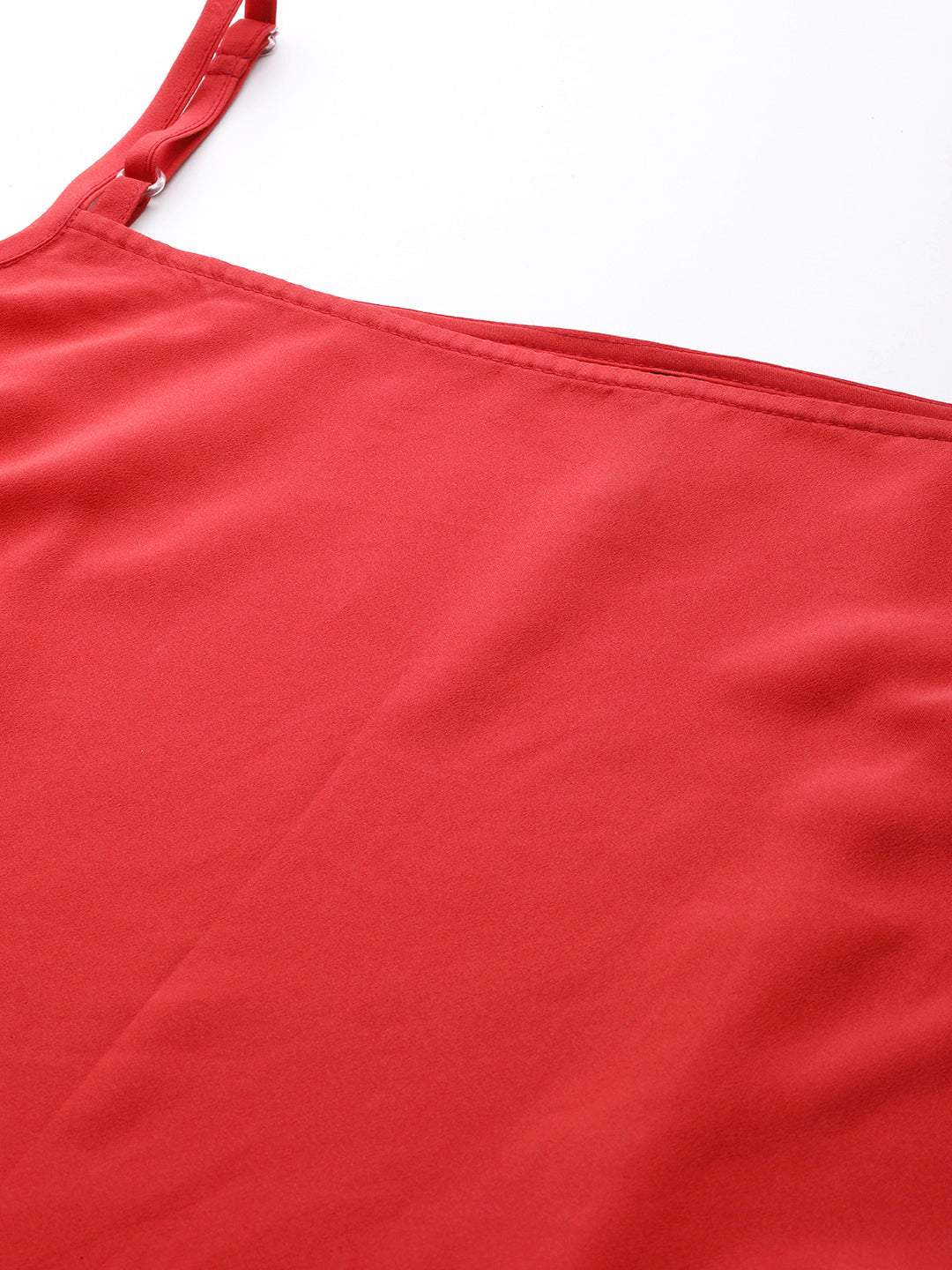 Women's Red Crepe Straight Kurta, Pant And Dupatta Set - Ziyaa