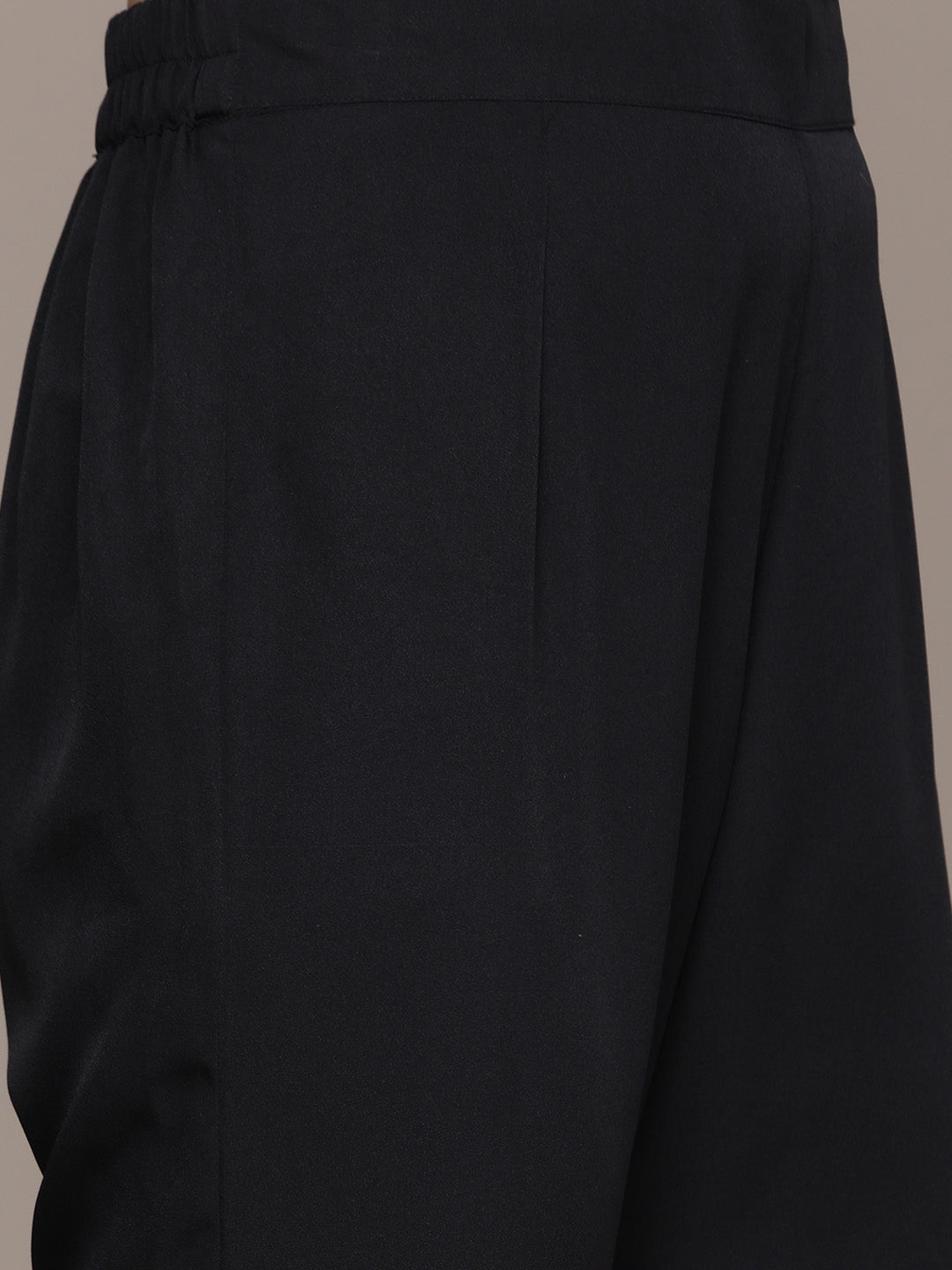 Women's Black Crepe Straight Kurta, Pant And Dupatta Set