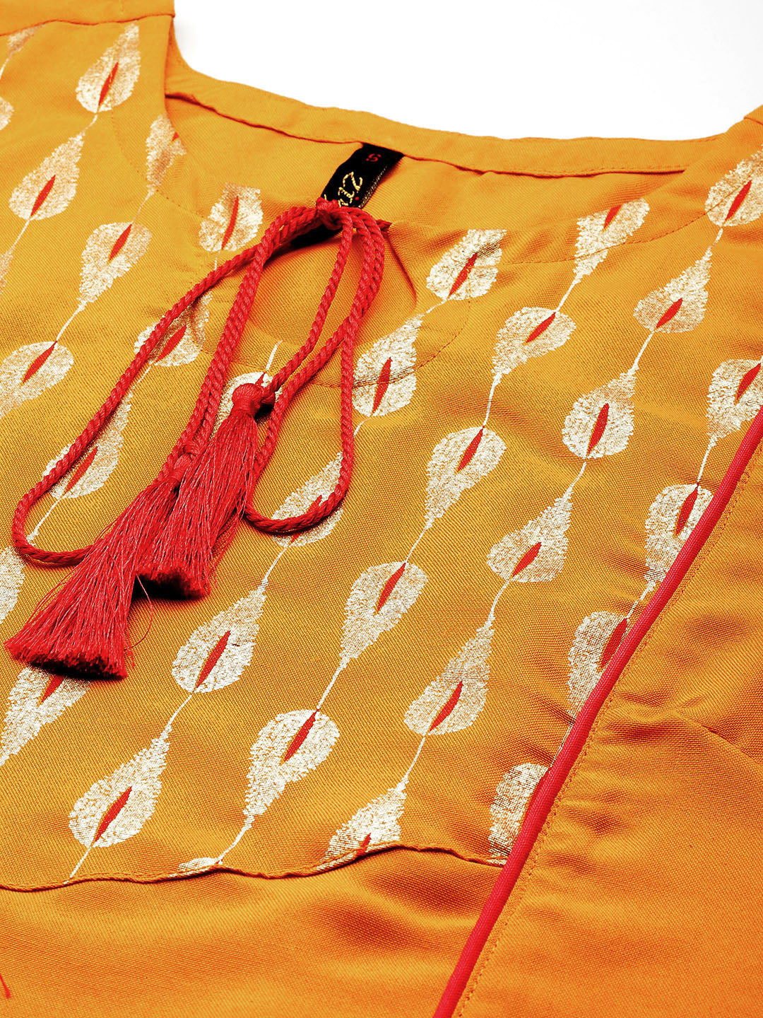 Women's Mustard Rayon Kurta, Pant And Dupatta Set - Ziyaa