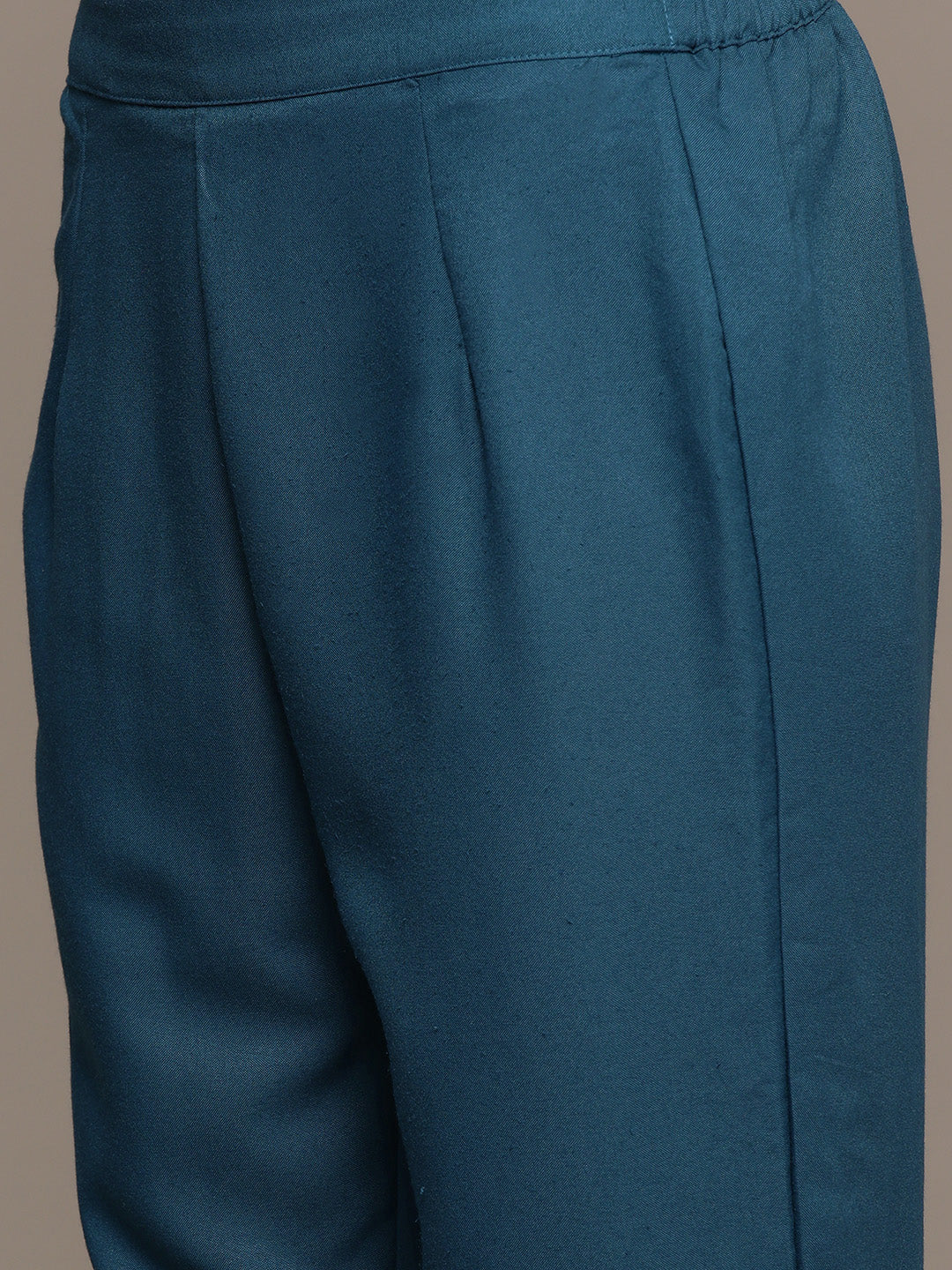 Women's Teal Blue Rayon Kurta, Pant And Dupatta Set - Ziyaa
