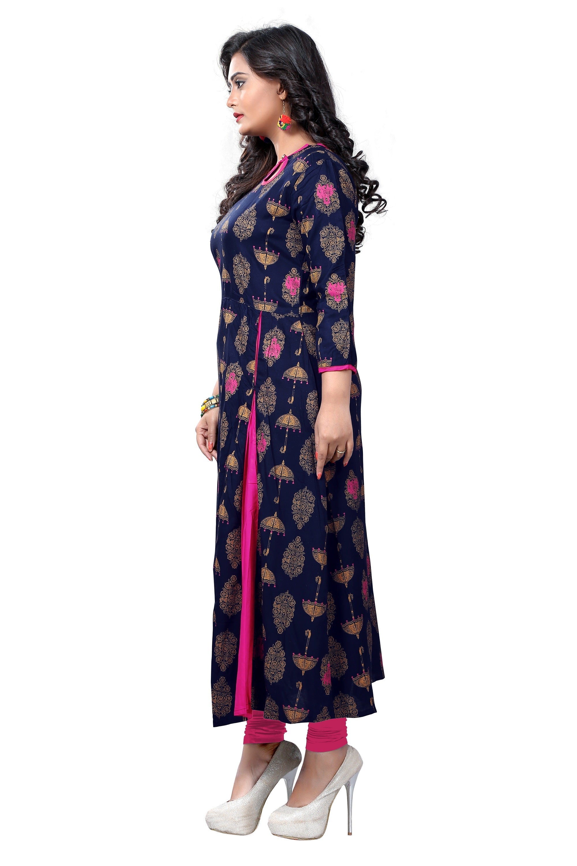 Women's Blue Color Rayon A-Line Kurta Only