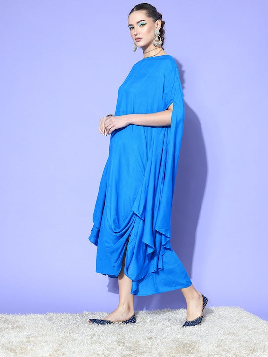 Women's Ink Blue Rayon Cowel Style Kaftan - InWeave