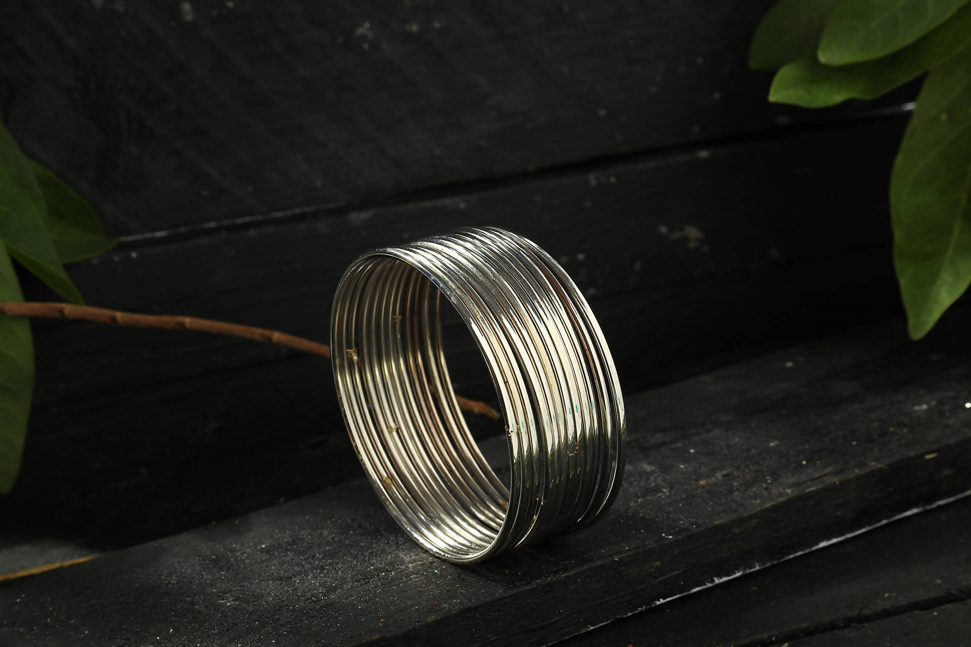 Johar Kamal Oxidised Silver-Plated Bangles