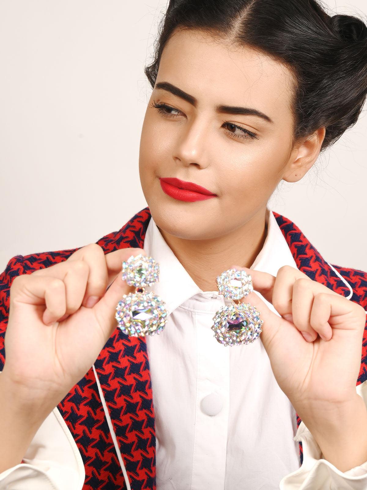 Women's Aditi White Dual Tone Earring