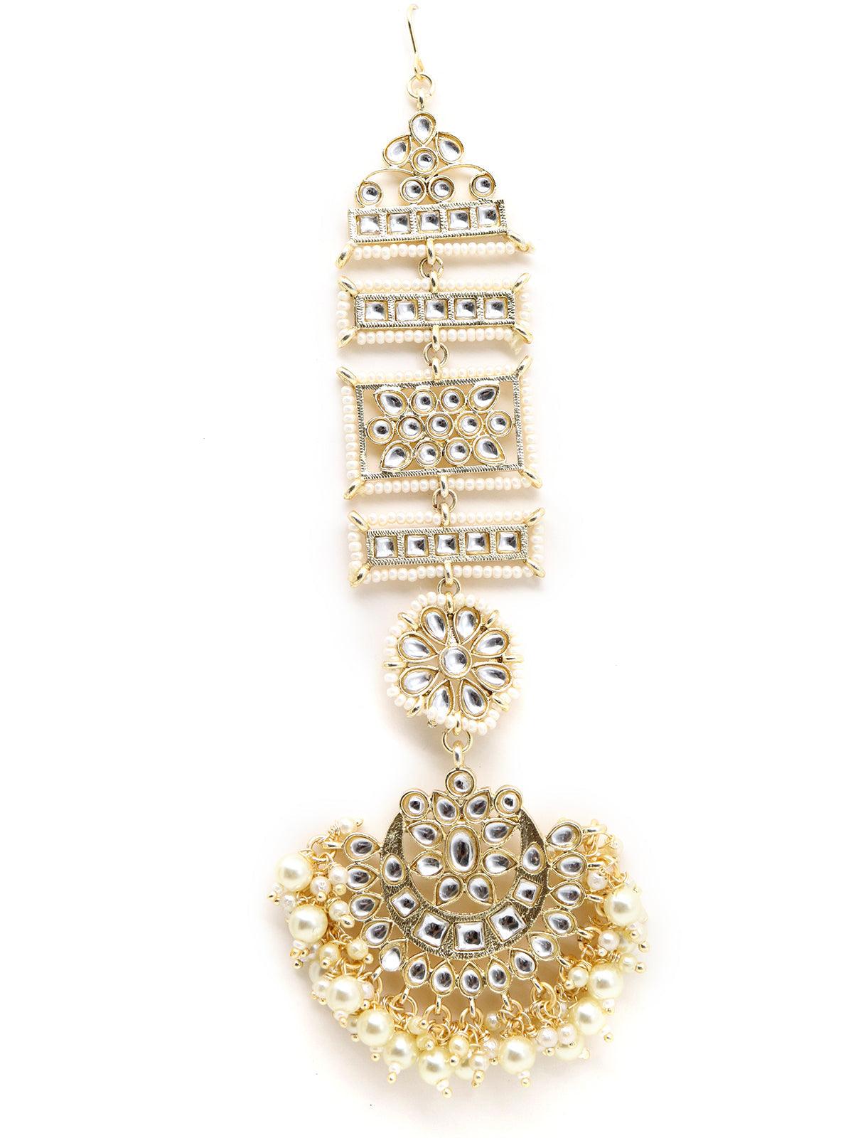 Women's Always Golden And Sparkling Dangle With Kundan And Pearl Earring