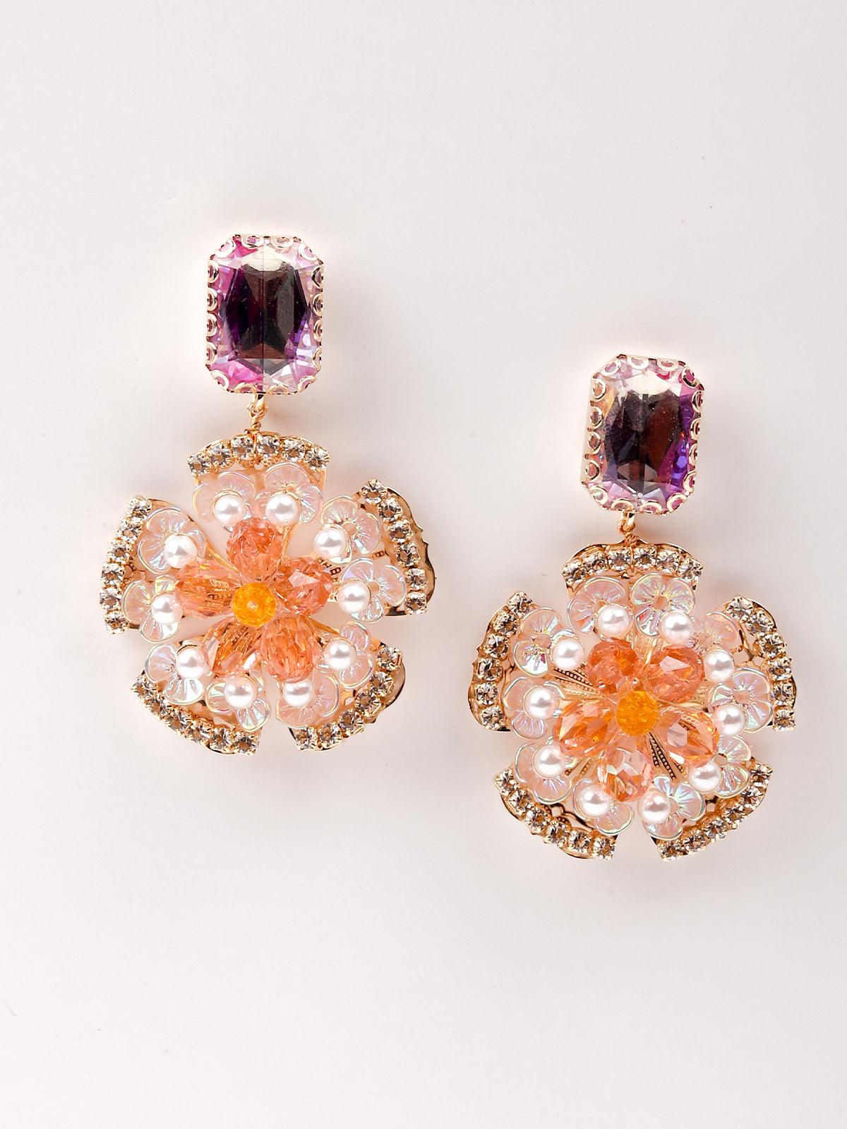 Women's Amethyst Floral Drop Earrin