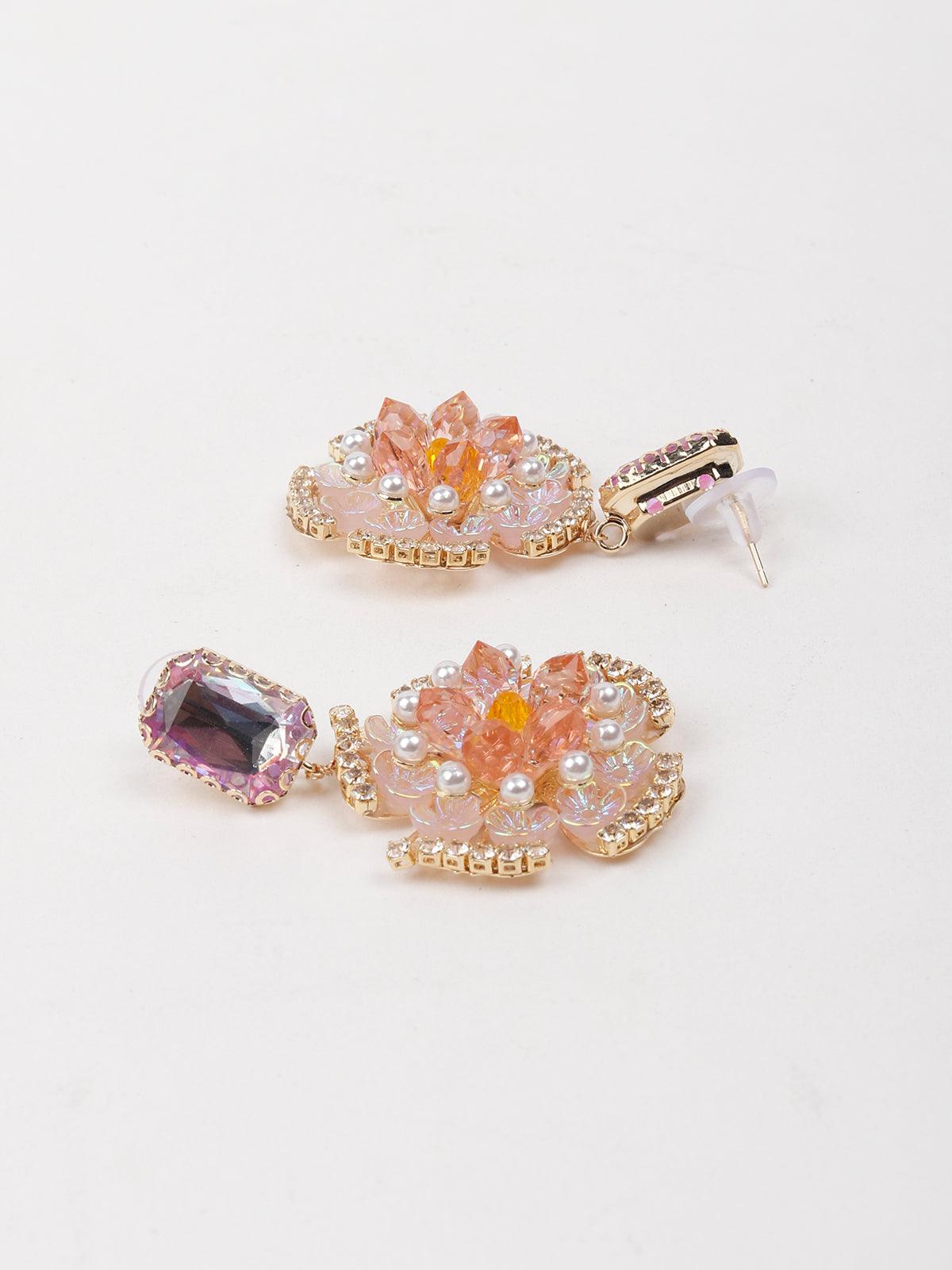 Women's Amethyst Floral Drop Earrin