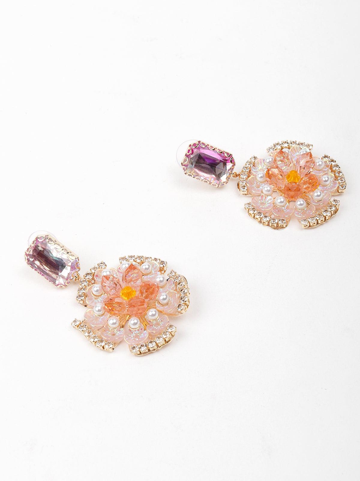Women's Amethyst Floral Drop Earrin