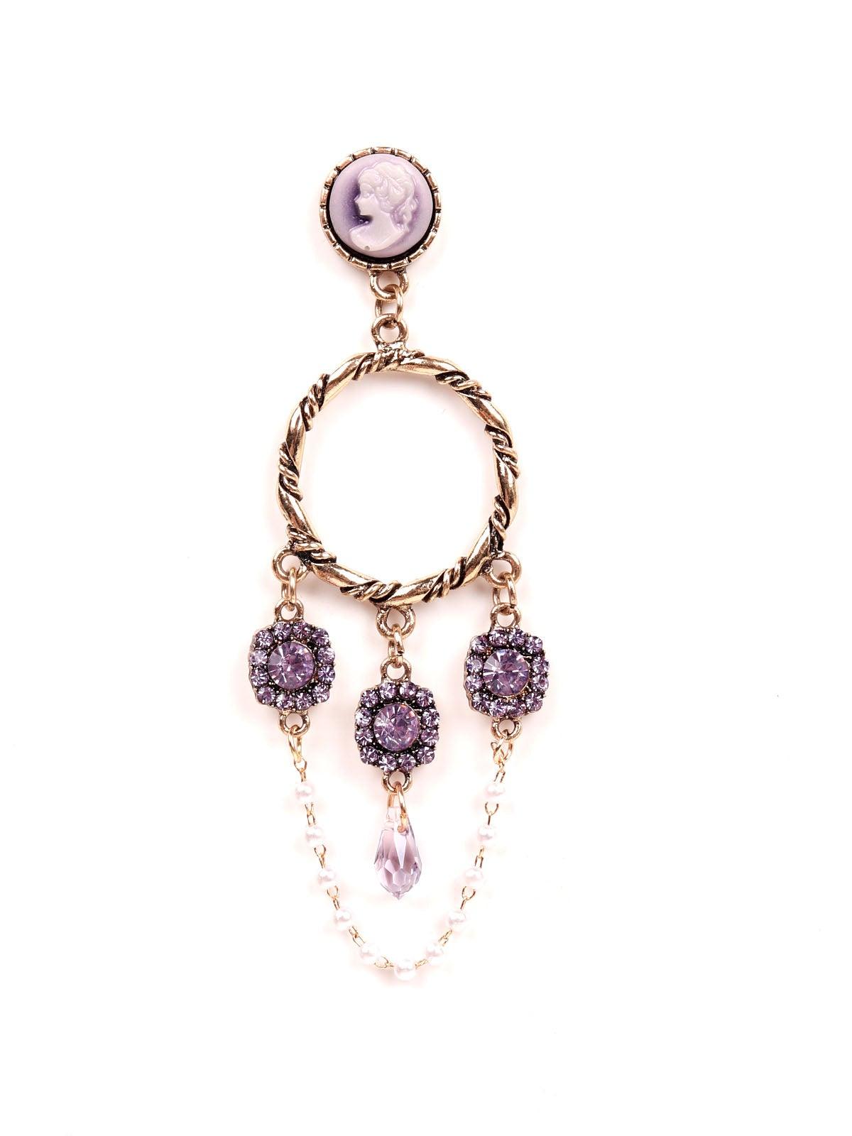 Women's Amethysts Rounded Gold-Tone Earring