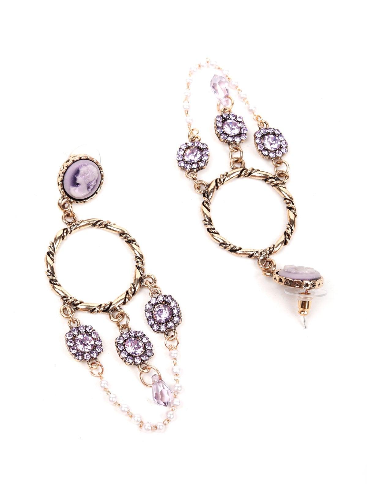 Women's Amethysts Rounded Gold-Tone Earring