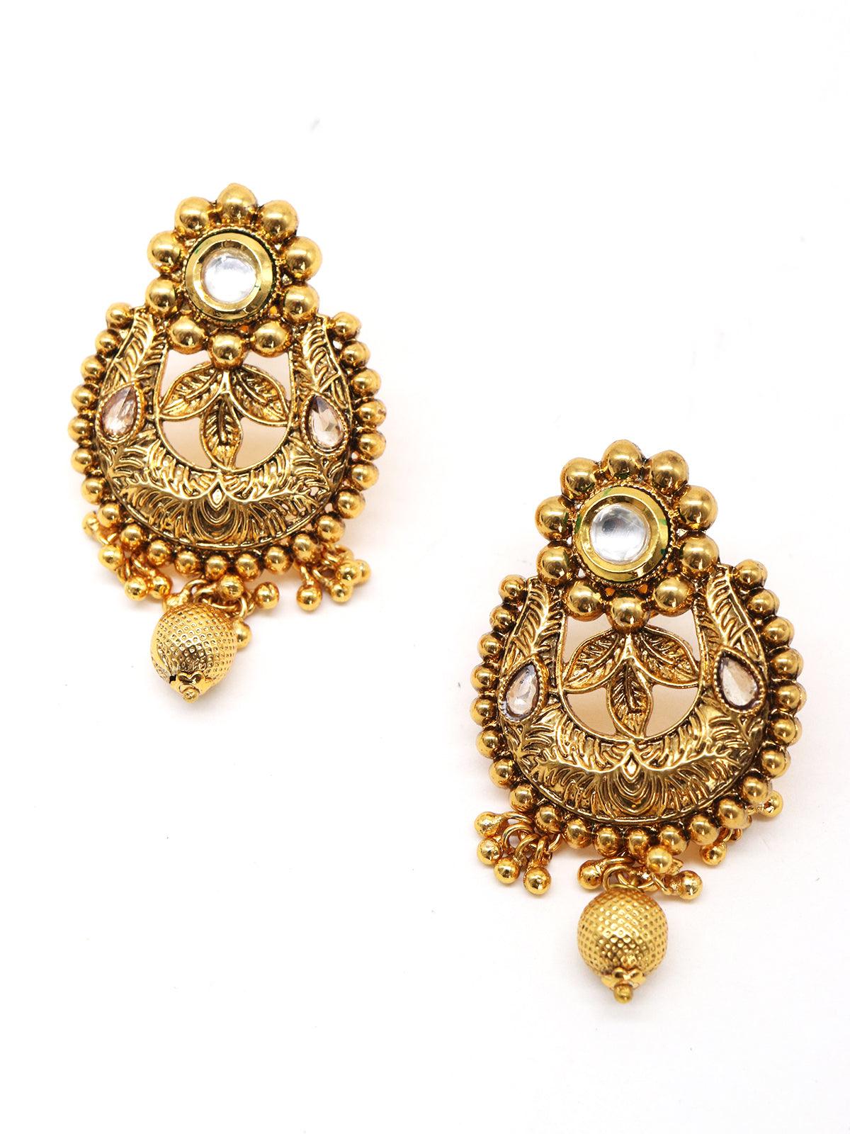 Women's Antique Dense Faux Pearl Necklace With Earring