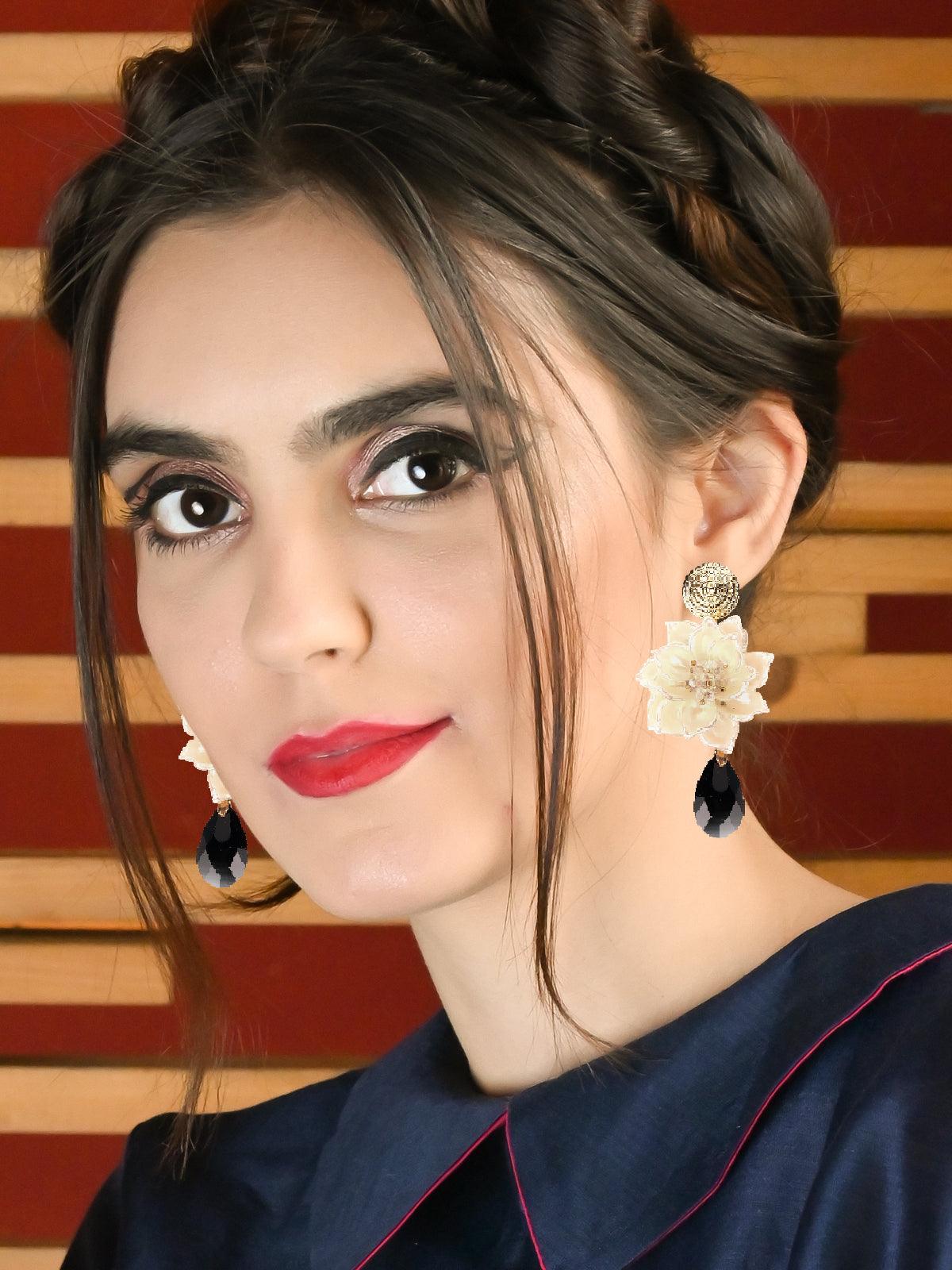 Women's Apricot Floral Drop Earring