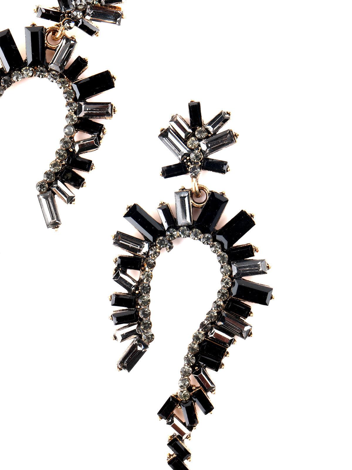 Women's Attractive Black Rhine Stone Dangle Earring