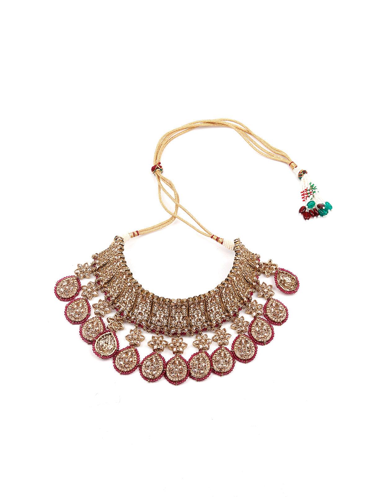 Women's Authentically Ethnic Gorgeous Statement Choker Necklace-Gol