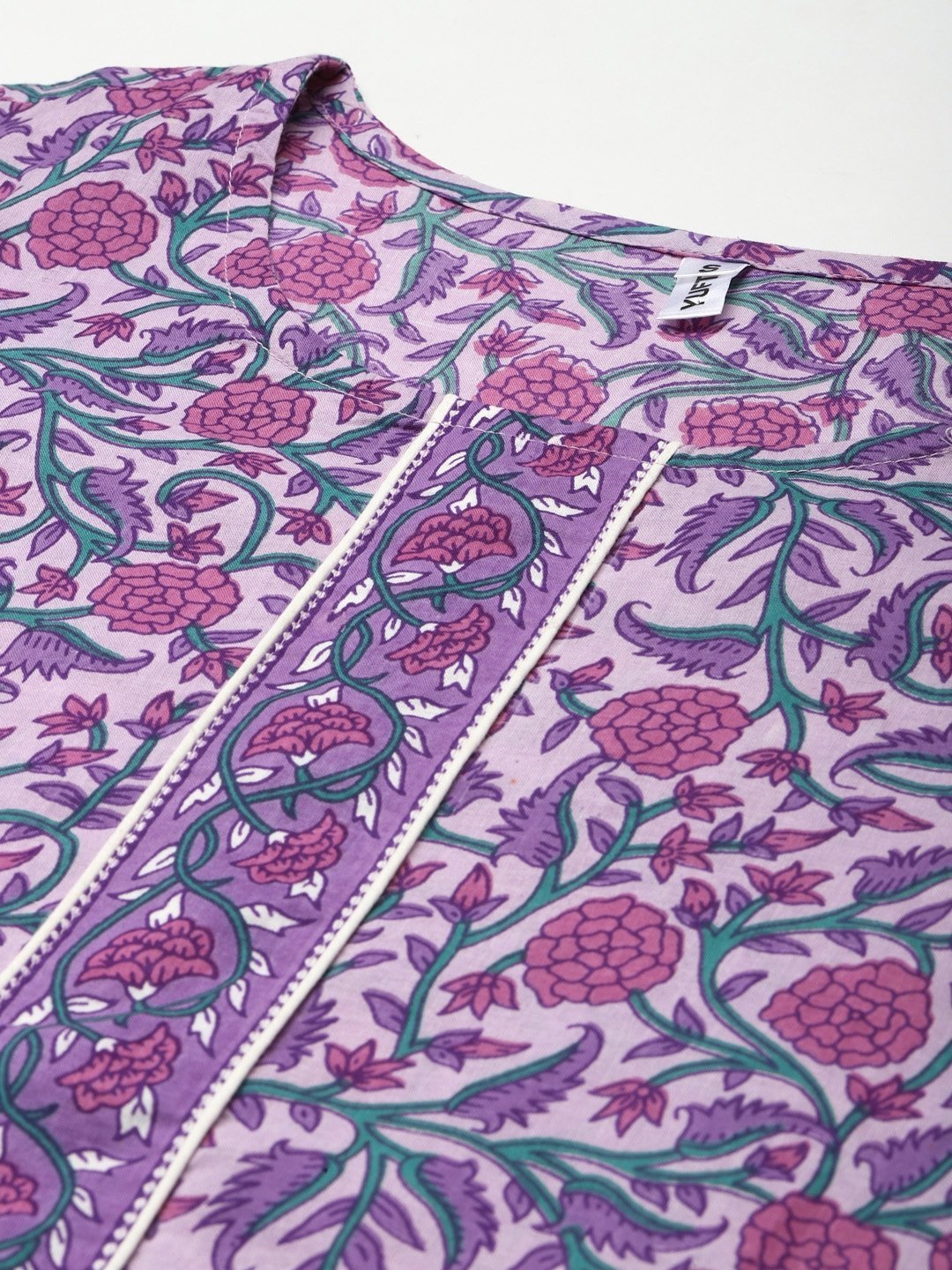Women's Lavender & White Printed Kurta Set