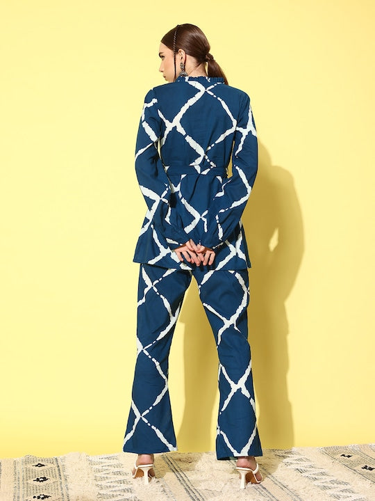Women's Indigo Criss Cross Belted Coord Set