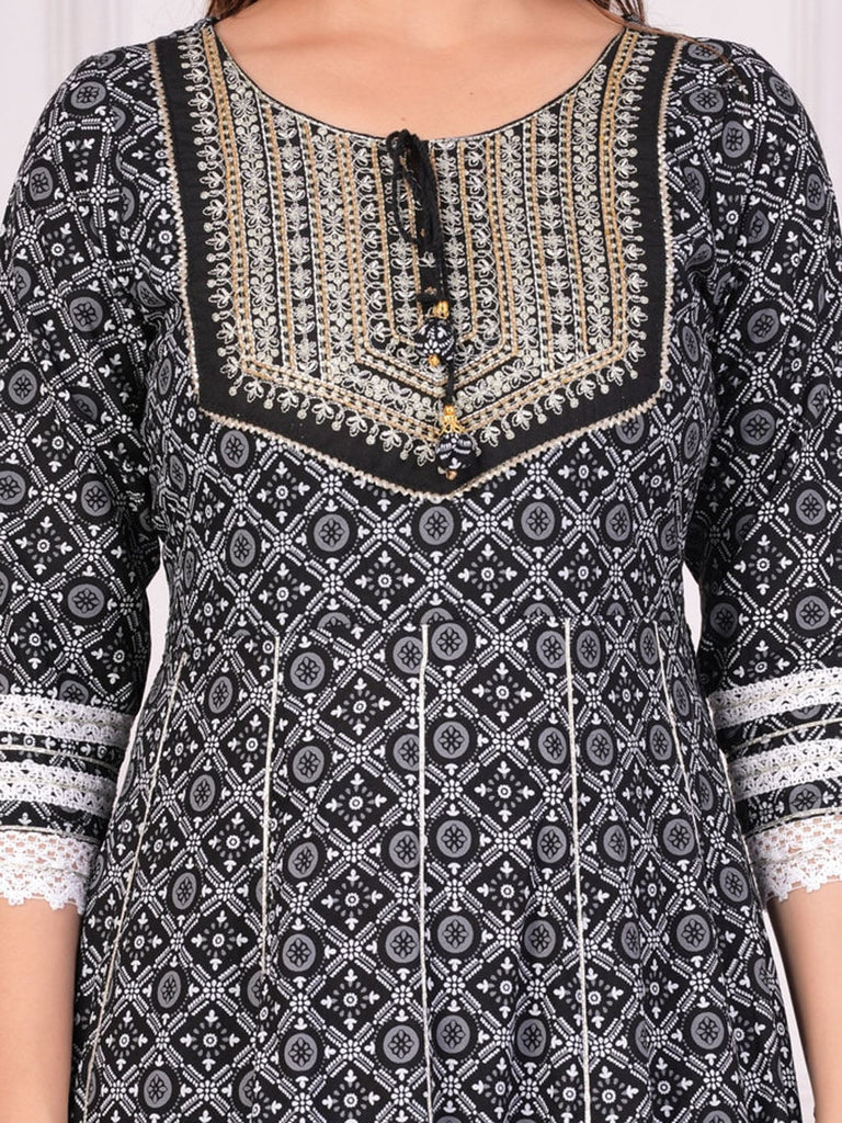 Women's Ethnic Motifs Printed Regular Anarkali Kurta & Palazzos With Dupatta