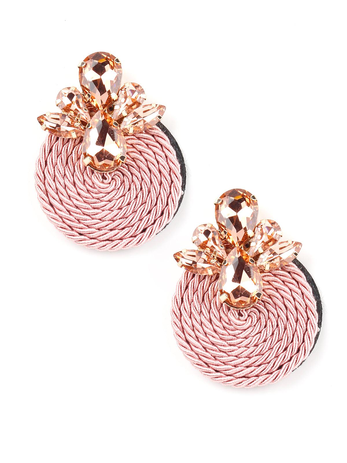 Women's Baby Pink Round Oversized Stud Earring