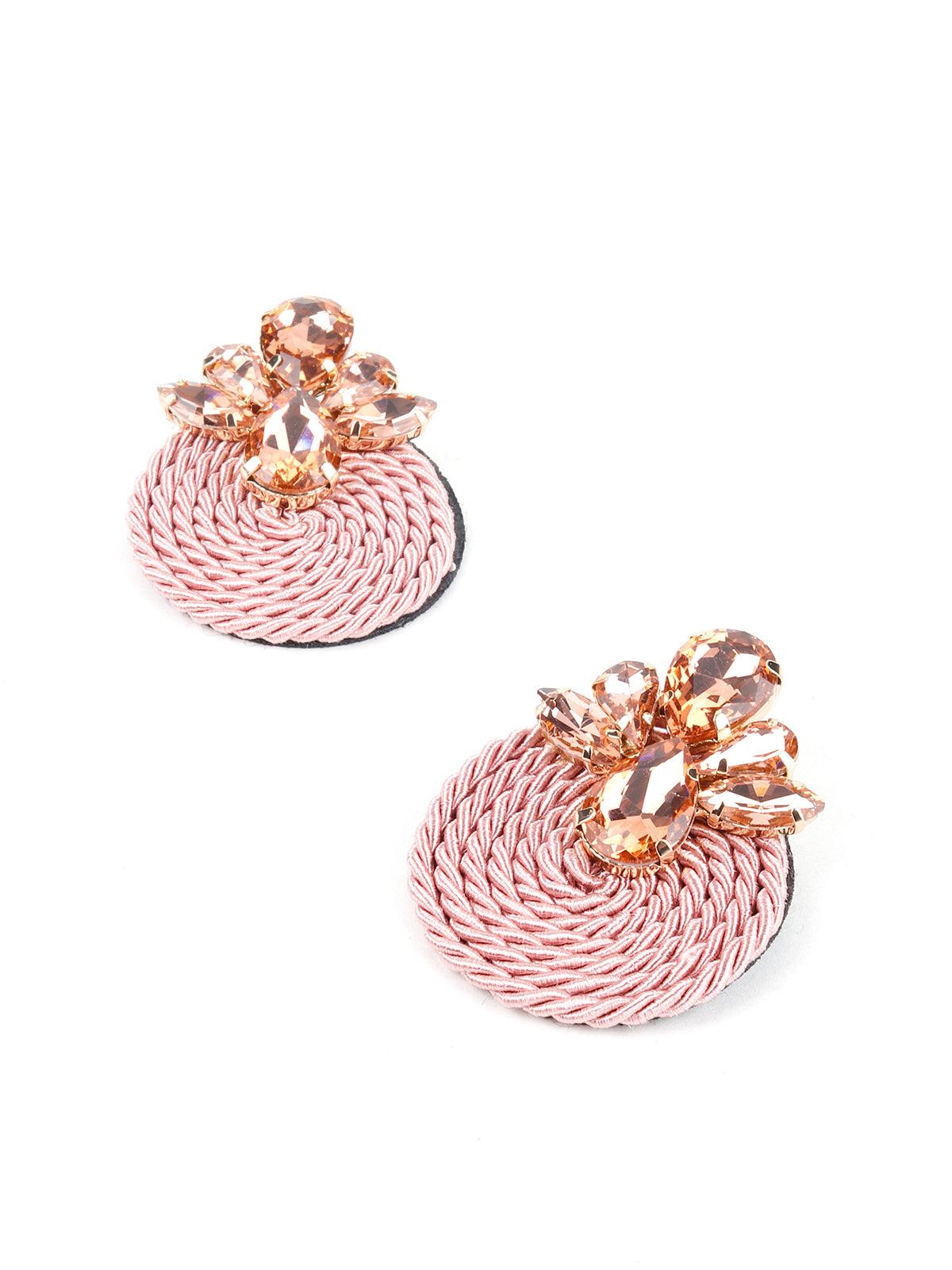 Women's Baby Pink Round Oversized Stud Earring
