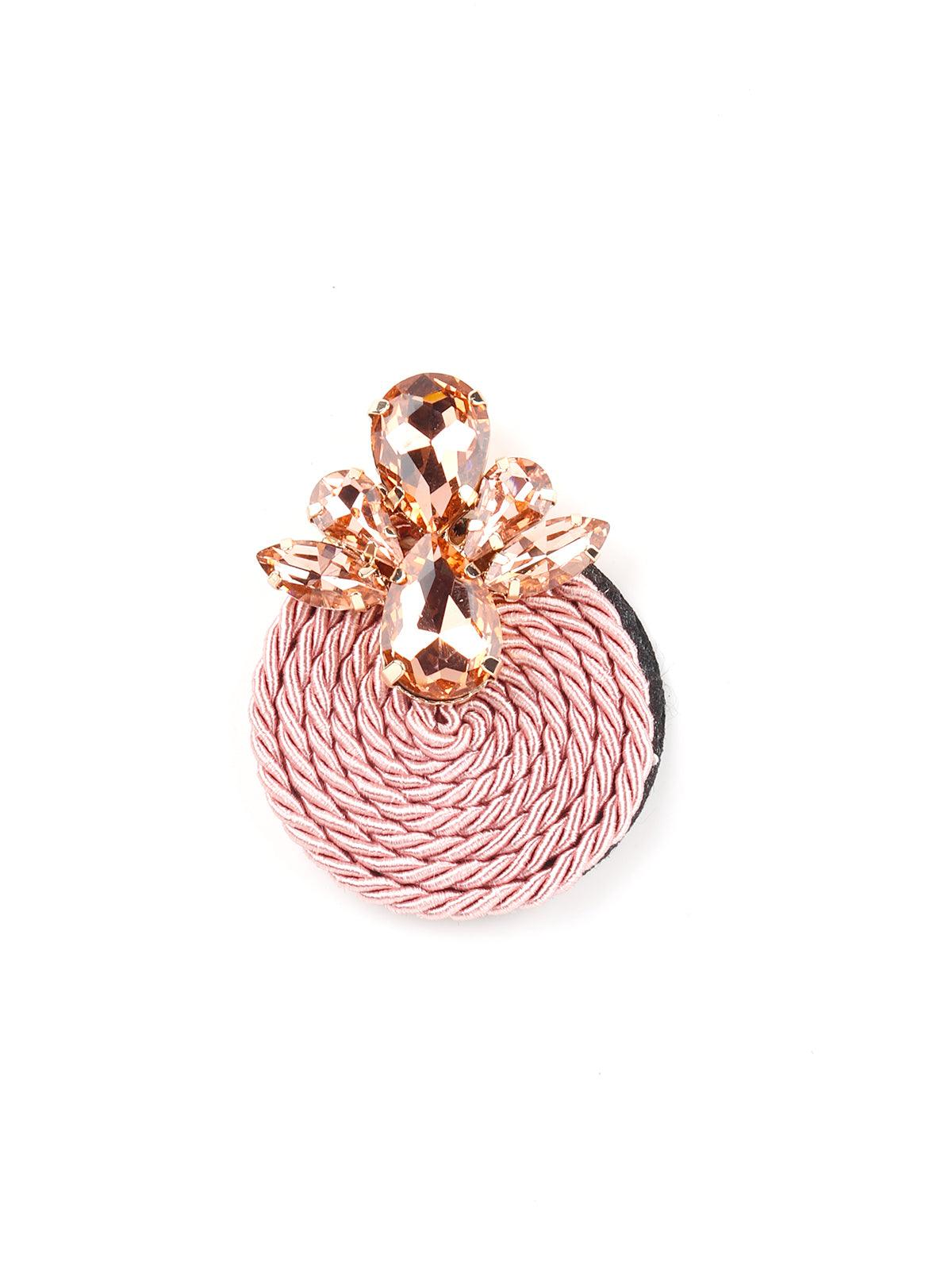 Women's Baby Pink Round Oversized Stud Earring