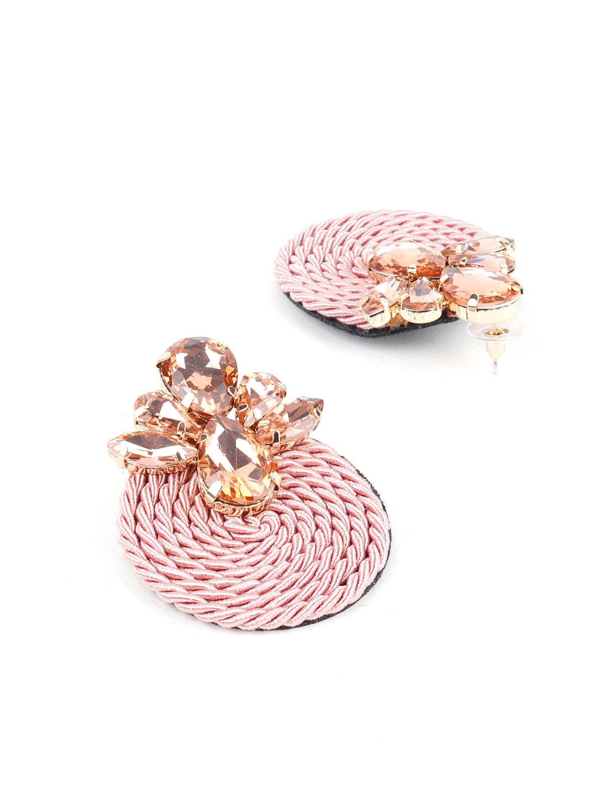 Women's Baby Pink Round Oversized Stud Earring
