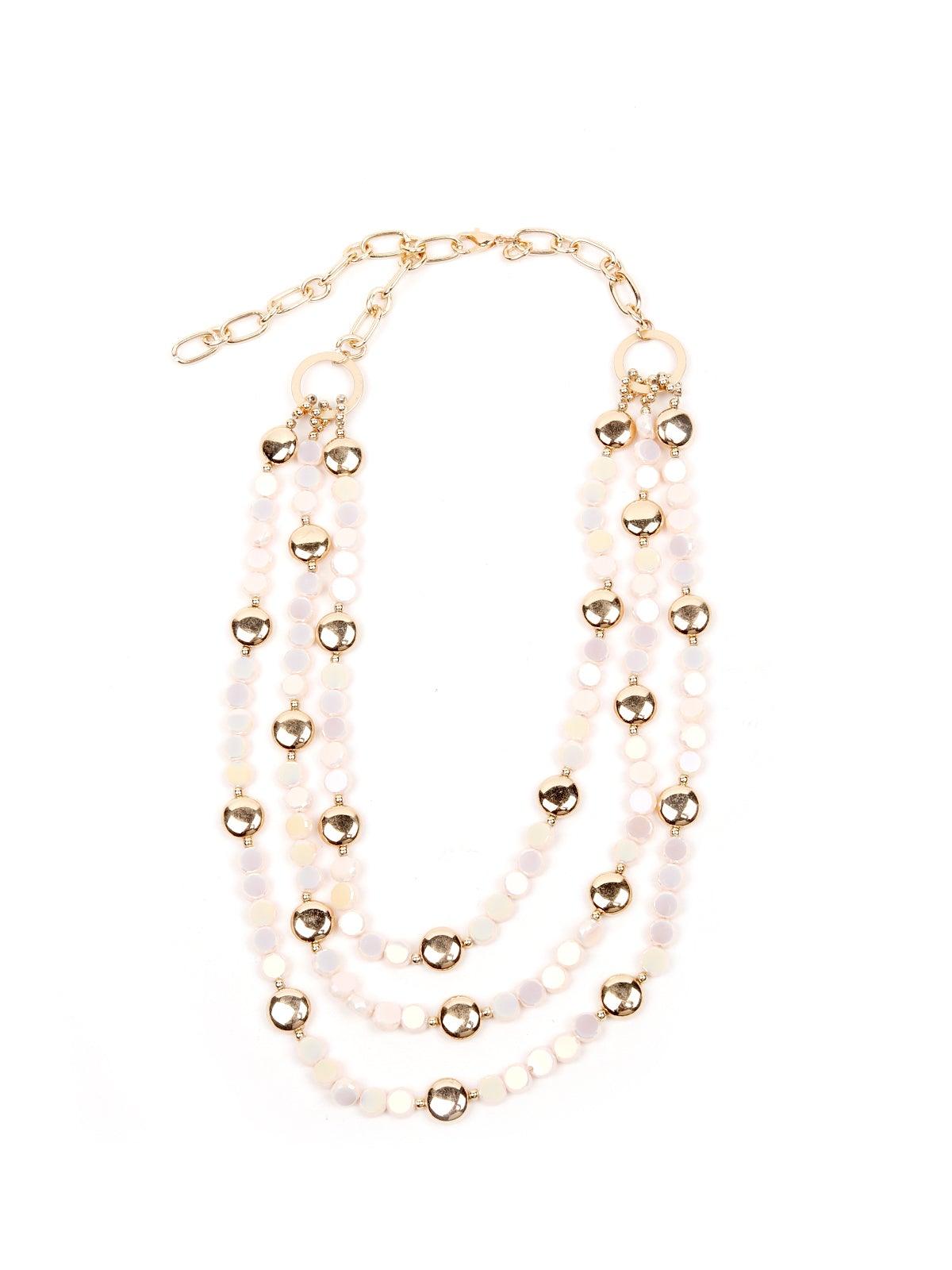 Women's Beach Vibe Boho White And Gold Necklac